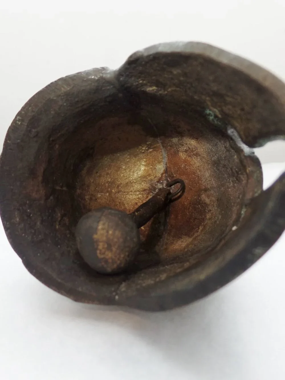 Vintage 5”  Greek Bronze Helmet w/ Patina Spartan Desk Bell